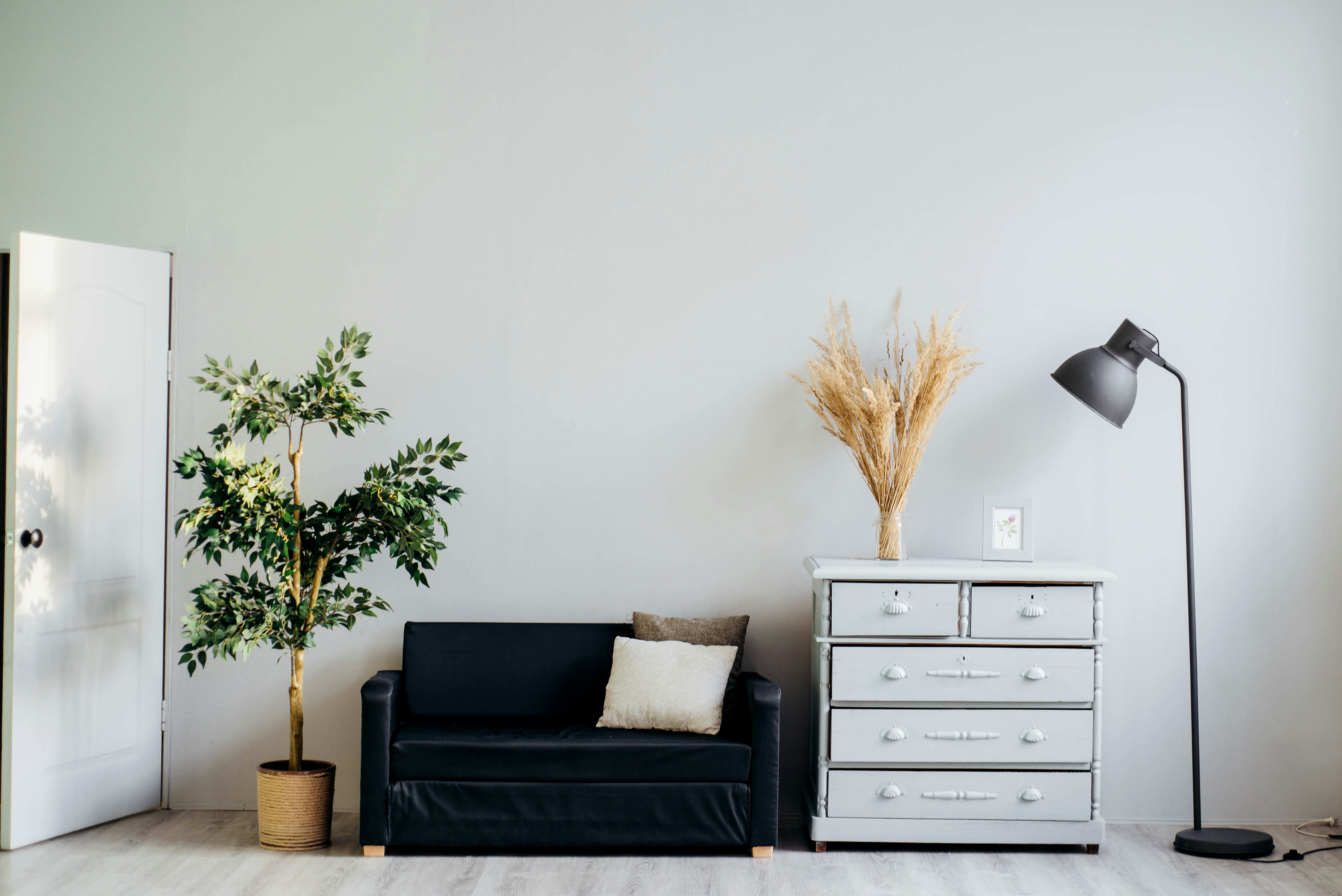 A calm, minimalist living room after Small Particulate Cleanup